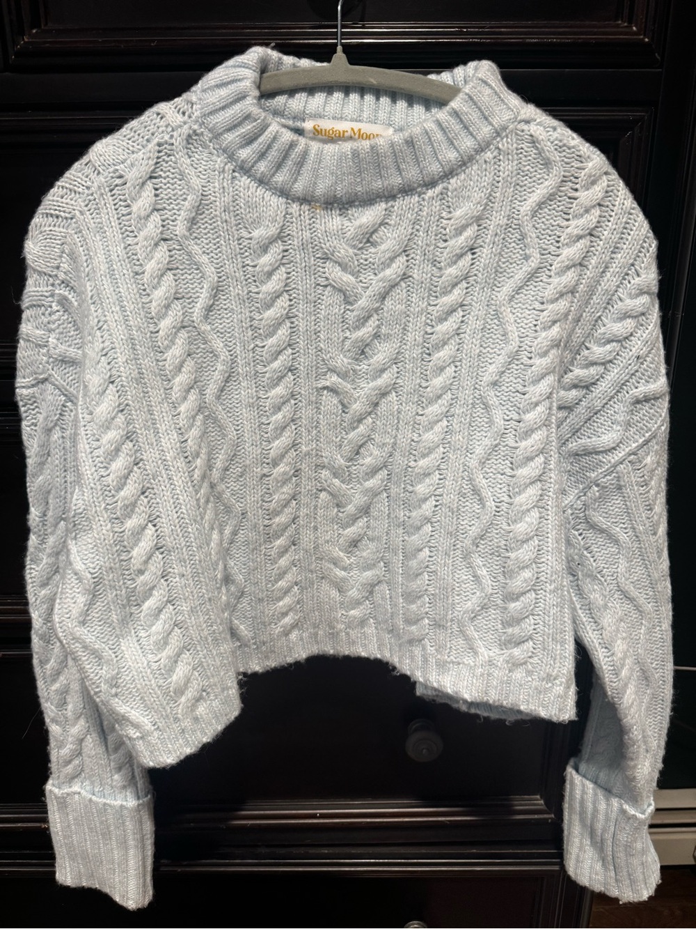 Light Blue Cable Knit Women's Sweater